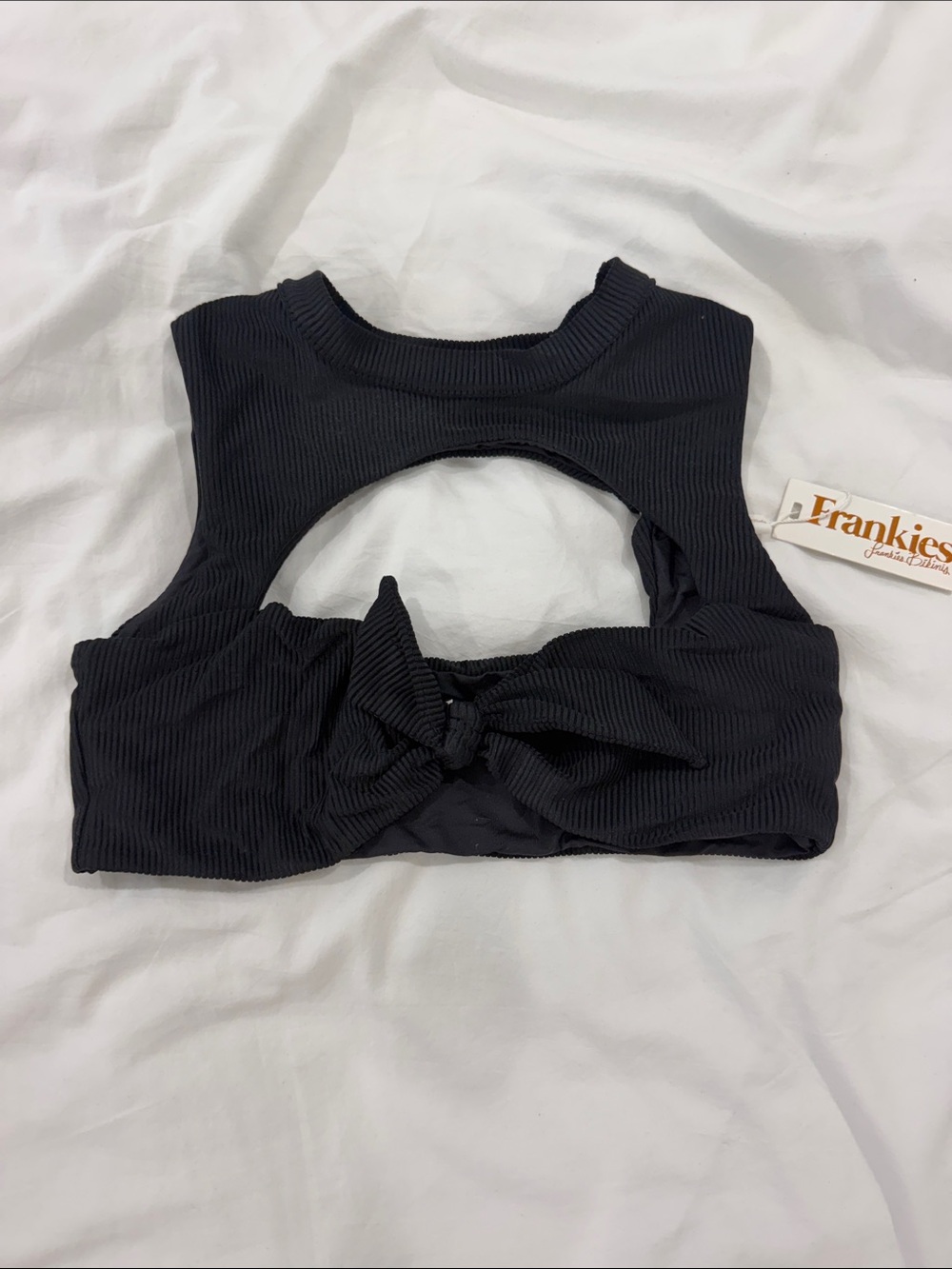 Frankie's Bikinis Ronnie Ribbed Tie-Front Top